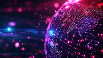 Abstract globe linked by digital connections