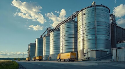 Obraz premium Photo of modern silver silos for grain storage