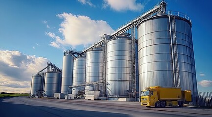 Obraz premium Photo of modern silver silos for grain storage