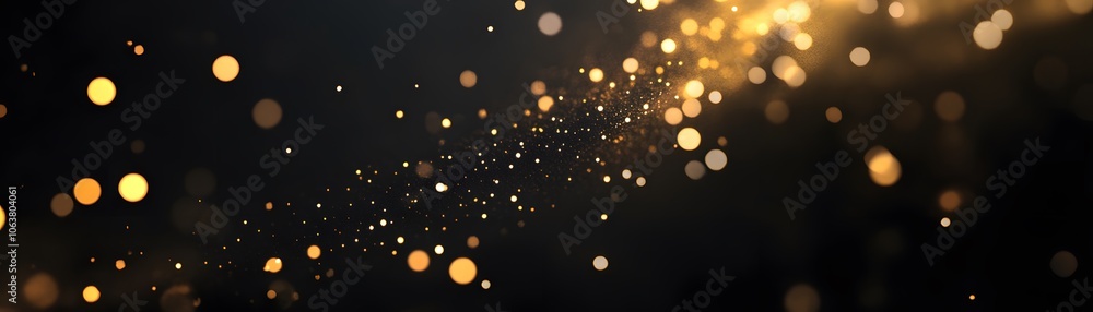 Poster abstract background with golden lights and bokeh effect