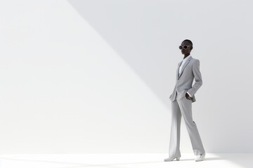 Obraz premium Sleek Suits and White Backdrops: Minimalist Fashion