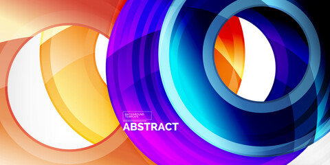 Bright colorful circles with light effects. Abstract background