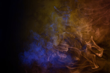Blue and pink steam on a black background.