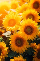 Obraz premium Golden Sunflowers Soaking Up the Sun