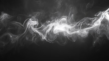 Abstract white smoke on black background.