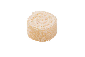 Coconut candy roll isolated on a white background.
