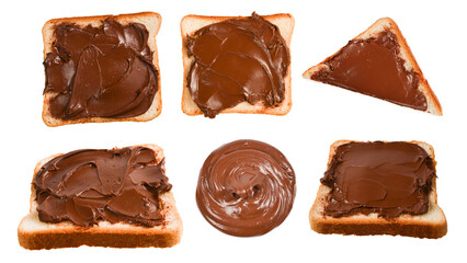 Сhocolate paste sandwich isolated on white background.