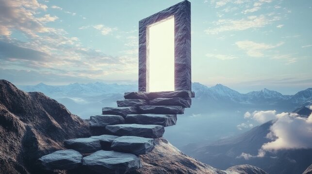 Beyond the skies: Enter the realms of wonder &ndash; a doorway inviting exploration of unknown worlds, filled with enchantment
