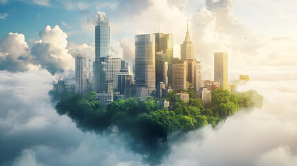 Fototapeta premium Futuristic Cityscape with Sustainable Development and Renewable Energy