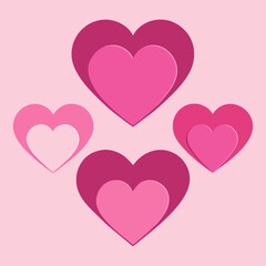 Pink heart icons set vector illustration