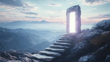 Portal to magical dimensions: beyond the sky's veil – an entrance leading to unknown realms, sparking imagination and awe
