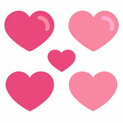 Pink heart icons set vector illustration