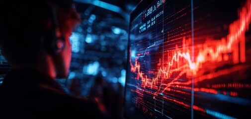 Person analyzing data on digital graph