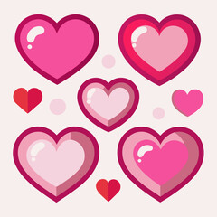 Pink heart icons set vector illustration