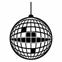 Disco Ball Vector silhouette on withe background