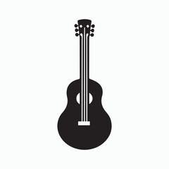 Fototapeta premium A silhouette guitar icon vector illustration on a white background.