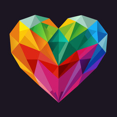 polygon colorful heart vector illustration  