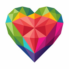 polygon colorful heart vector illustration  