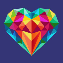polygon colorful heart vector illustration  