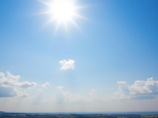Obraz premium Clear blue sky with fluffy white clouds, heaven, beauty, sunny