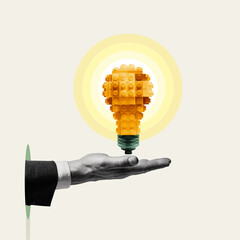 Creativity and new ideas in business. Art collage.