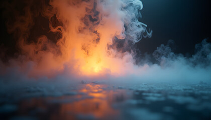 Fototapeta premium Fiery smoke and glowing light composition for surreal effects and artistic design