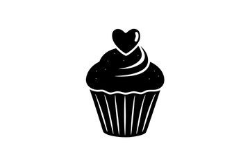 valentine Cupcake with Heart vector art illustration