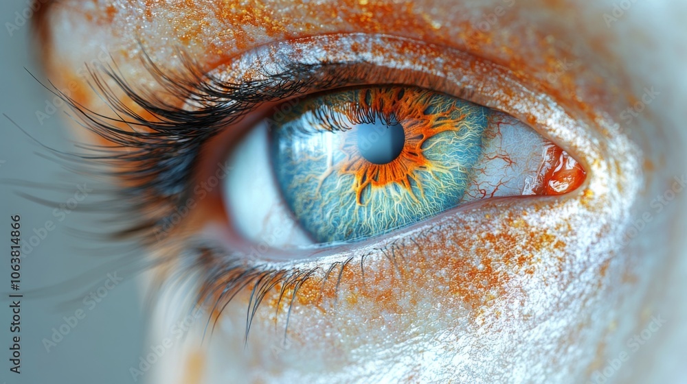 Aufkleber this striking eye displays a rich blend of colors and intricate patterns, reflecting light and revea