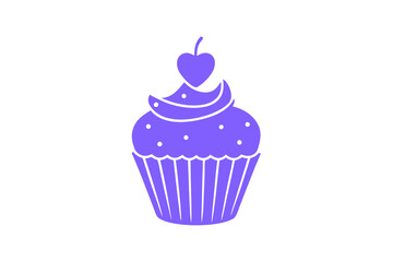 valentine Cupcake with Heart vector art illustration