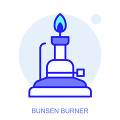 Science icon. Symbol of a Bunsen Burner. Isolated vector illustration. Simple line drawing. Editable stroke