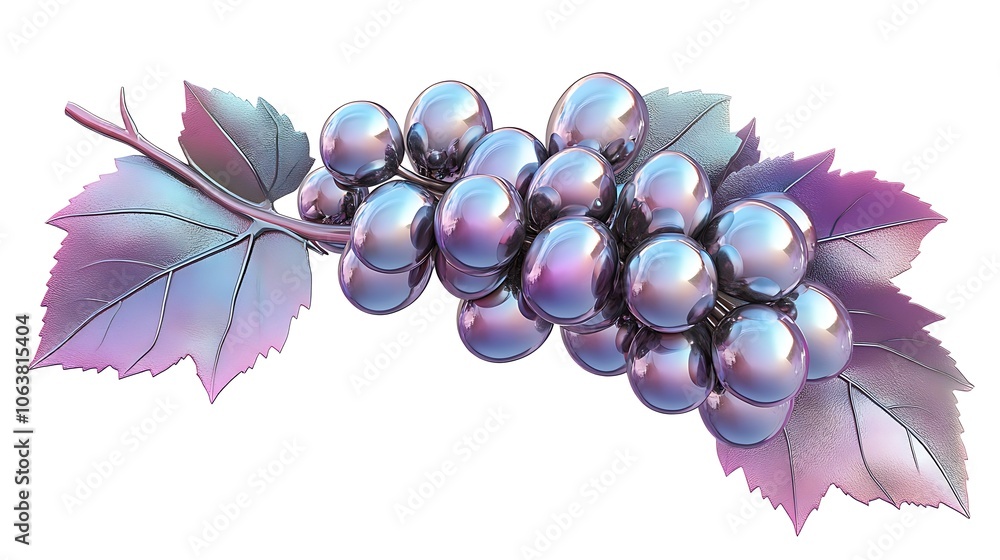 Aufkleber iridescent chrome grape with shiny texture