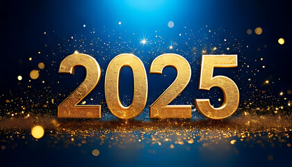 sparkling blue backdrop shines elegant gold captivating visual display year