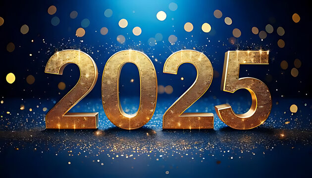 sparkling blue backdrop shines elegant gold captivating visual display year
