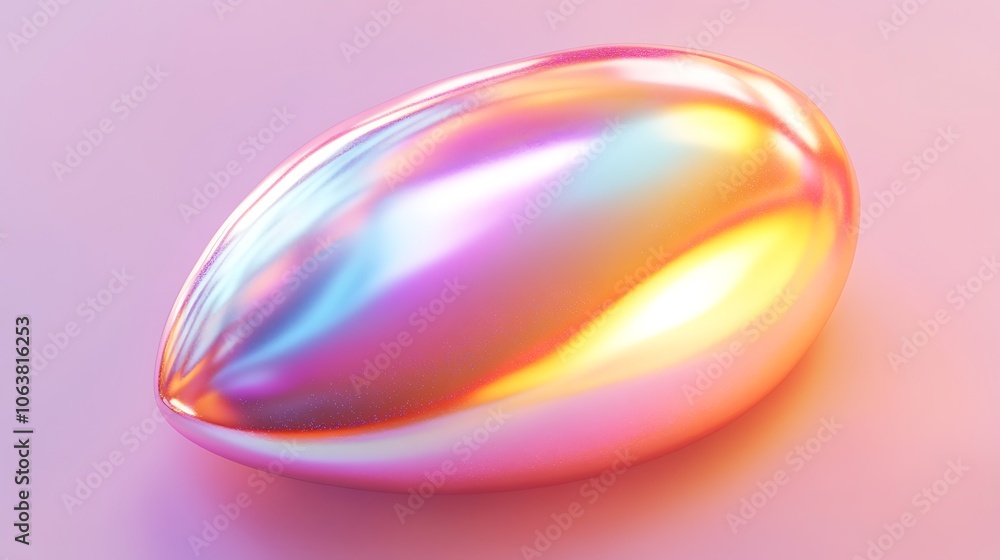 Poster iridescent mango with shiny chrome texture