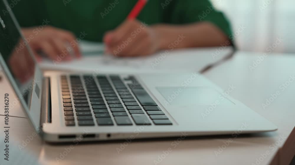 Aufkleber slow motion hand closeup of designer team brainstorming and choosing color for graphic design workin