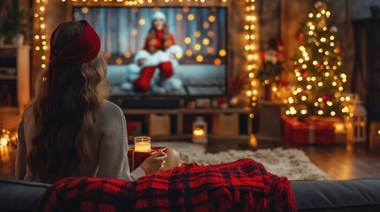 Cozy holiday evening at home with festive lights and seasonal warmth