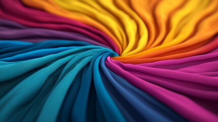Abstract colorful fabric swirling in a spiral pattern.