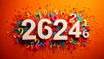 vibrant colors splashed across bright orange background bold numbers white font creating lively atmosphere instantly
