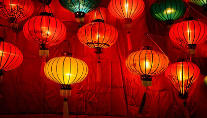 vibrant lanterns glow red fabric symbolizing cultural celebration festive atmosphere traditional events