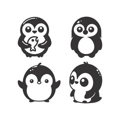 Set of penguin , vector illustration.