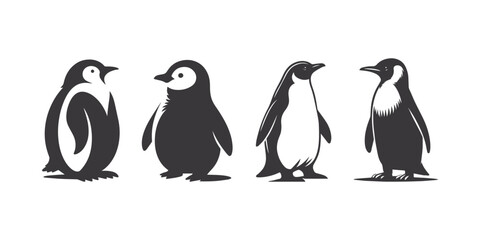 Set of penguin , vector illustration.