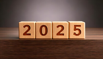 wooden cube designed new year symbol upcoming year