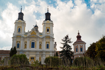 Former Jesuit Monastery, ancient baroque architecture with sky, Kremenets, Ukraine