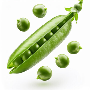 Ervilha em vagem, alimento saud&aacute;vel. Sa&uacute;de &agrave; mesa, Verde, verduras. Isolado em fundo branco