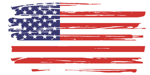 American flag grunge paint texture. USA Flag. Distressed US symbol, United States flag Vector Illustration for Celebration Holiday 4 of July American President Day.