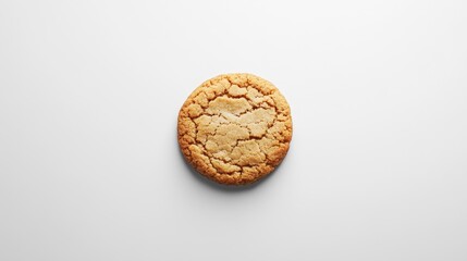 Fototapeta premium Single cookie placed on a white background, showcasing detail and texture. Minimalist style emphasizes the cookie's ingredients and craftsmanship.