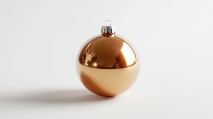 Shiny Christmas bauble ornament resting on a pure white backdrop.