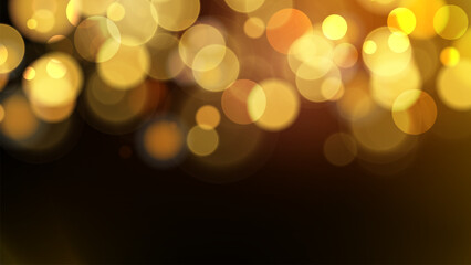 Abstract festive blurred background. Vibrant bokeh lights. Bright defocused glowing lights effect. Vector illustration.