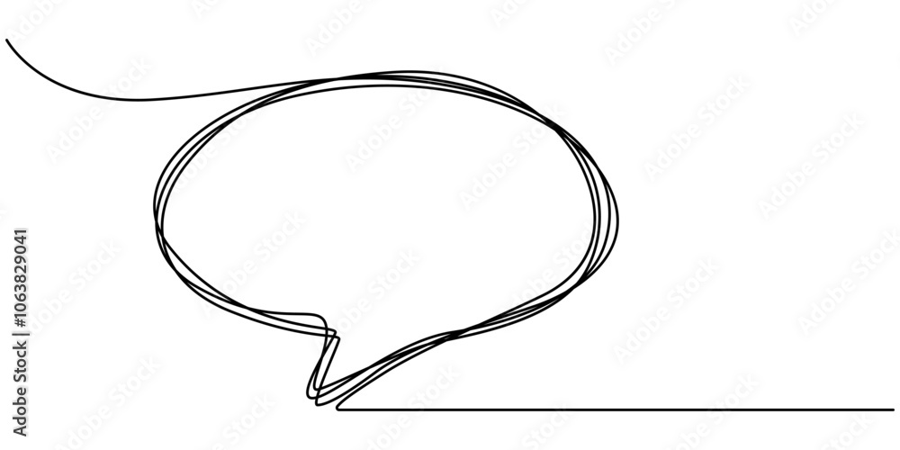 Poster speech bubble in one line drawing. dialogue chat cloud in simple linear style. editable stroke. dood