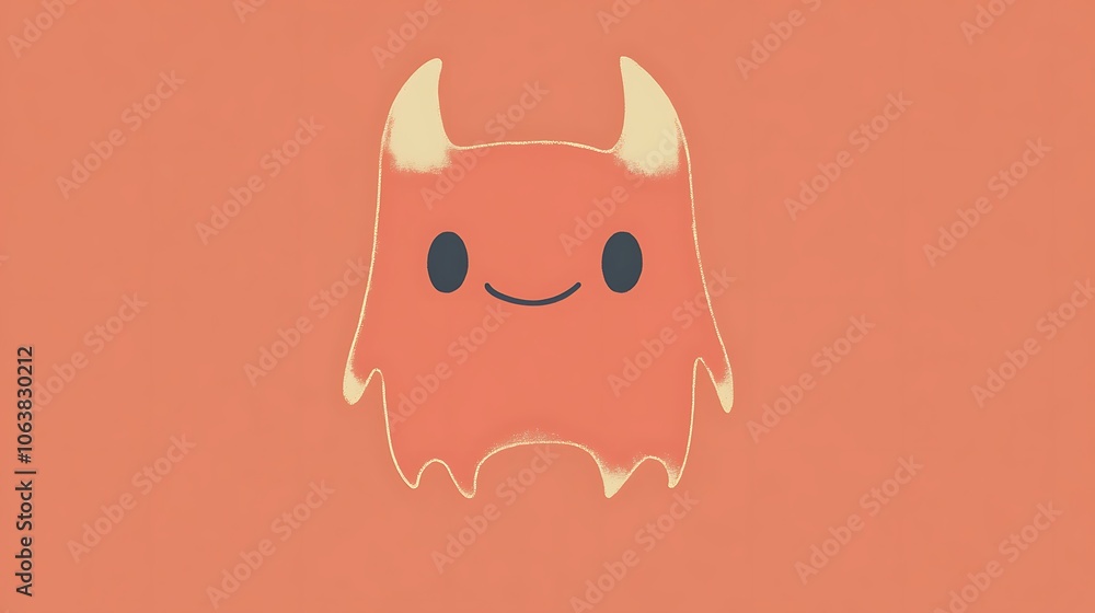 Aufkleber cute red monster with simple lines and solid color
